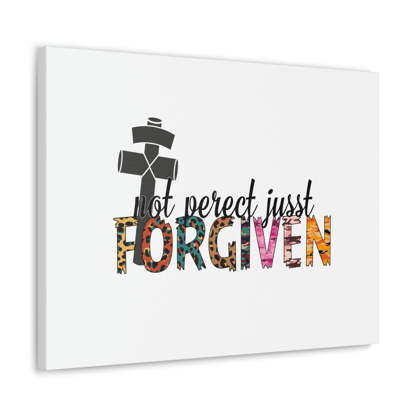 Scripture Walls Not Perfect, Just Forgiven 1 John 2:12 Colored Cross Christian Wall Art Bible Verse Print Ready to Hang Unframed-Express Your Love Gifts