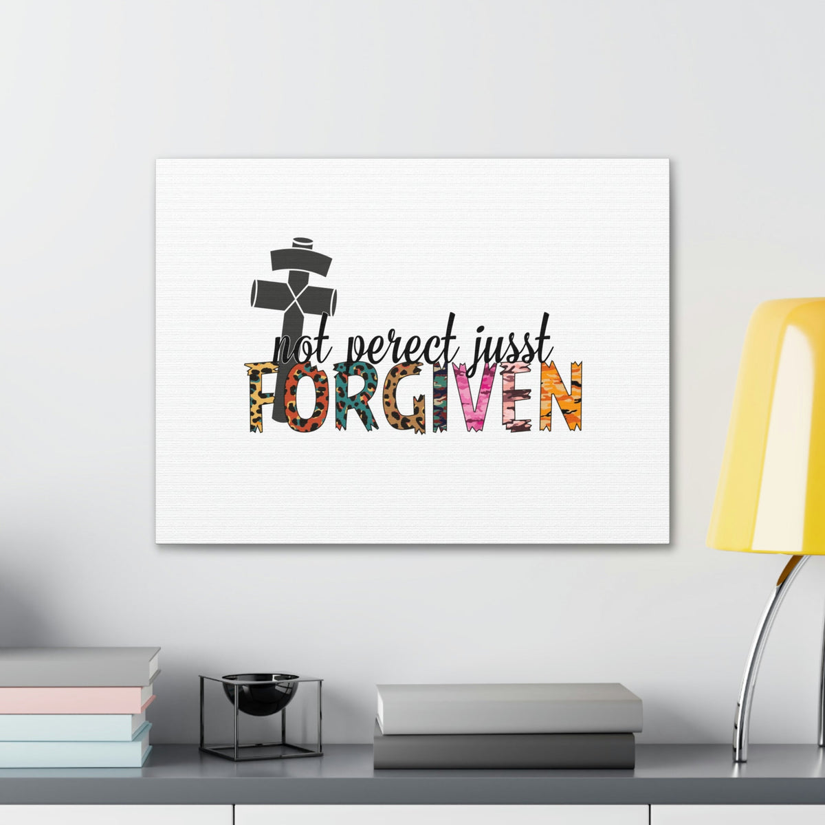 Scripture Walls Not Perfect, Just Forgiven 1 John 2:12 Colored Cross Christian Wall Art Bible Verse Print Ready to Hang Unframed-Express Your Love Gifts