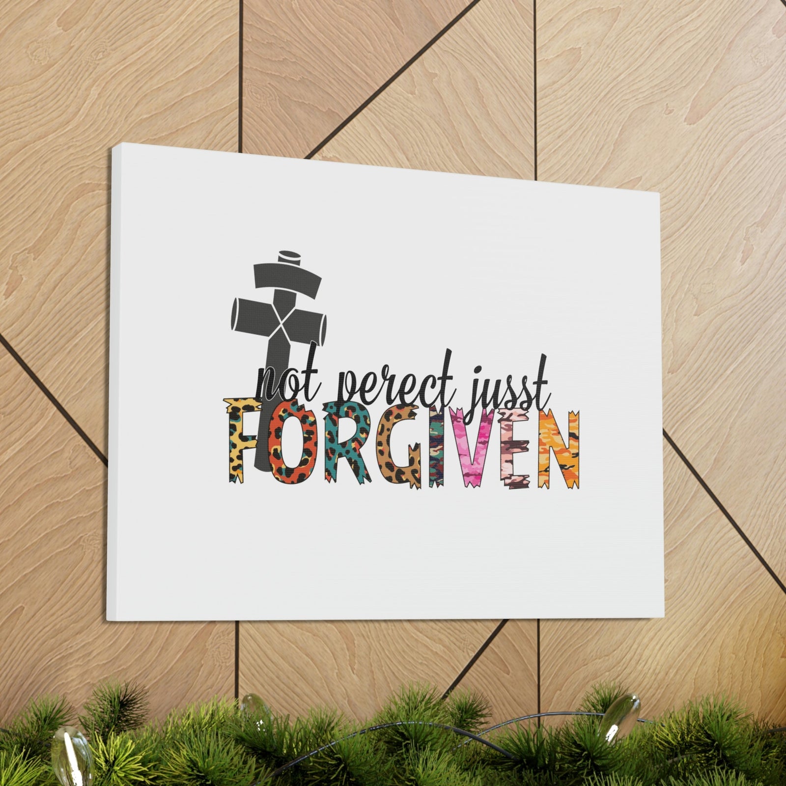 Scripture Walls Not Perfect, Just Forgiven 1 John 2:12 Colored Cross Christian Wall Art Bible Verse Print Ready to Hang Unframed-Express Your Love Gifts
