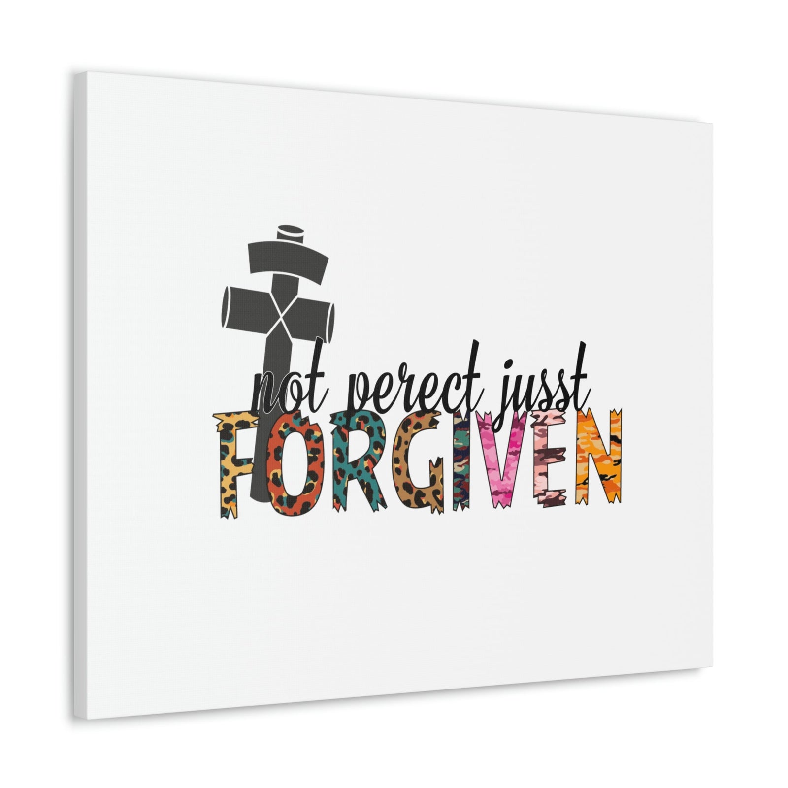 Scripture Walls Not Perfect, Just Forgiven 1 John 2:12 Colored Cross Christian Wall Art Bible Verse Print Ready to Hang Unframed-Express Your Love Gifts