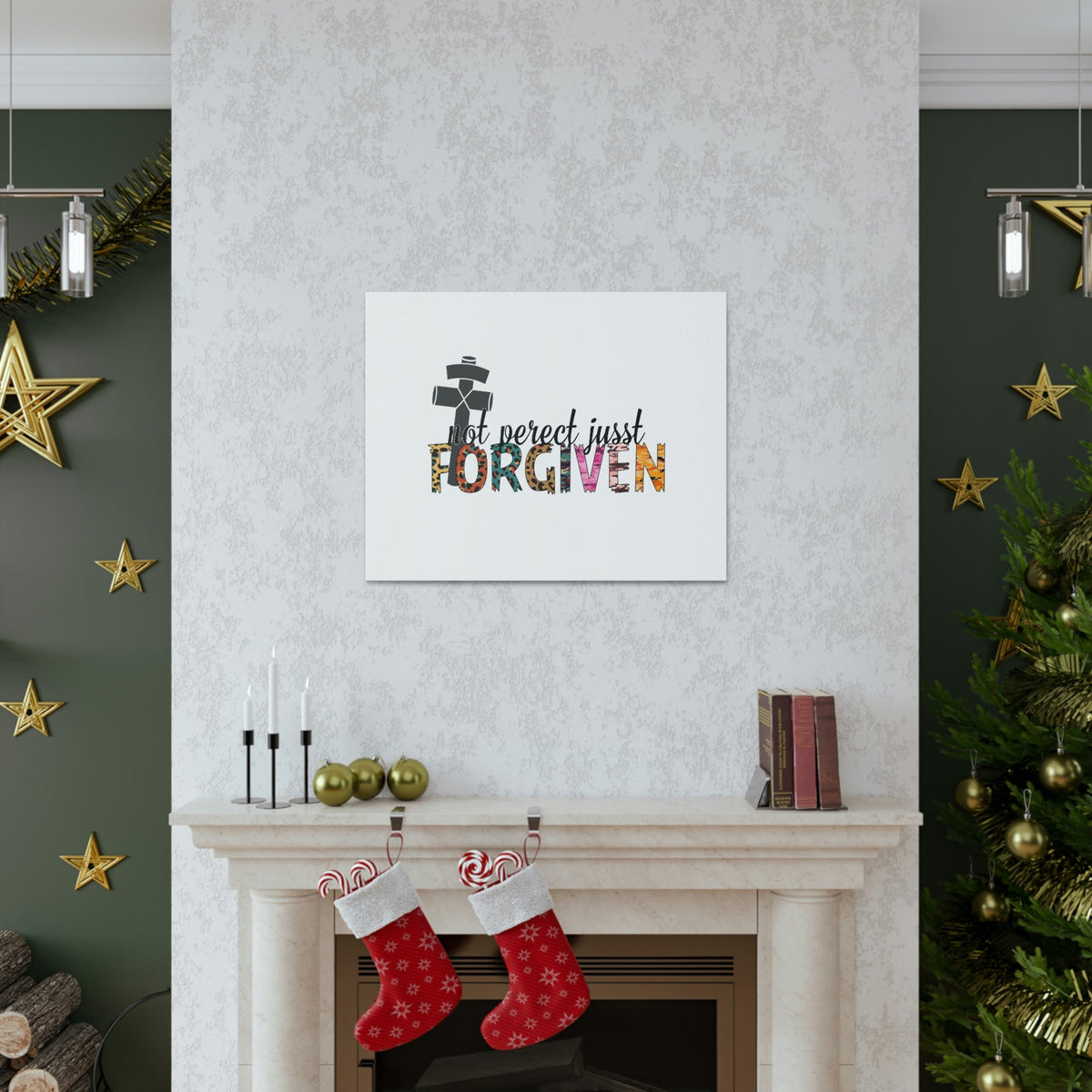 Scripture Walls Not Perfect, Just Forgiven 1 John 2:12 Colored Cross Christian Wall Art Bible Verse Print Ready to Hang Unframed-Express Your Love Gifts