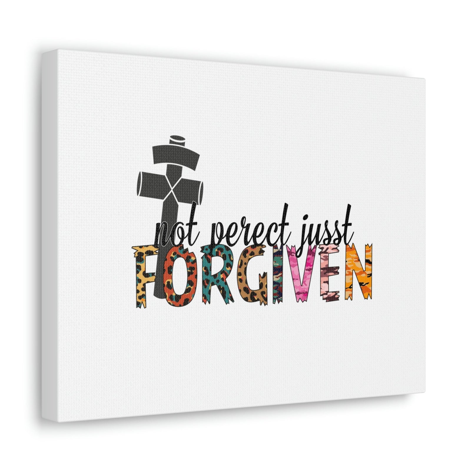 Scripture Walls Not Perfect, Just Forgiven 1 John 2:12 Colored Cross Christian Wall Art Bible Verse Print Ready to Hang Unframed-Express Your Love Gifts