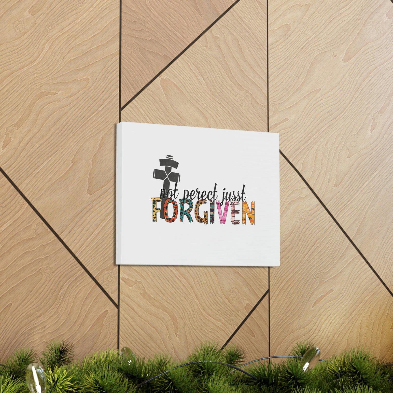 Scripture Walls Not Perfect, Just Forgiven 1 John 2:12 Colored Cross Christian Wall Art Bible Verse Print Ready to Hang Unframed-Express Your Love Gifts