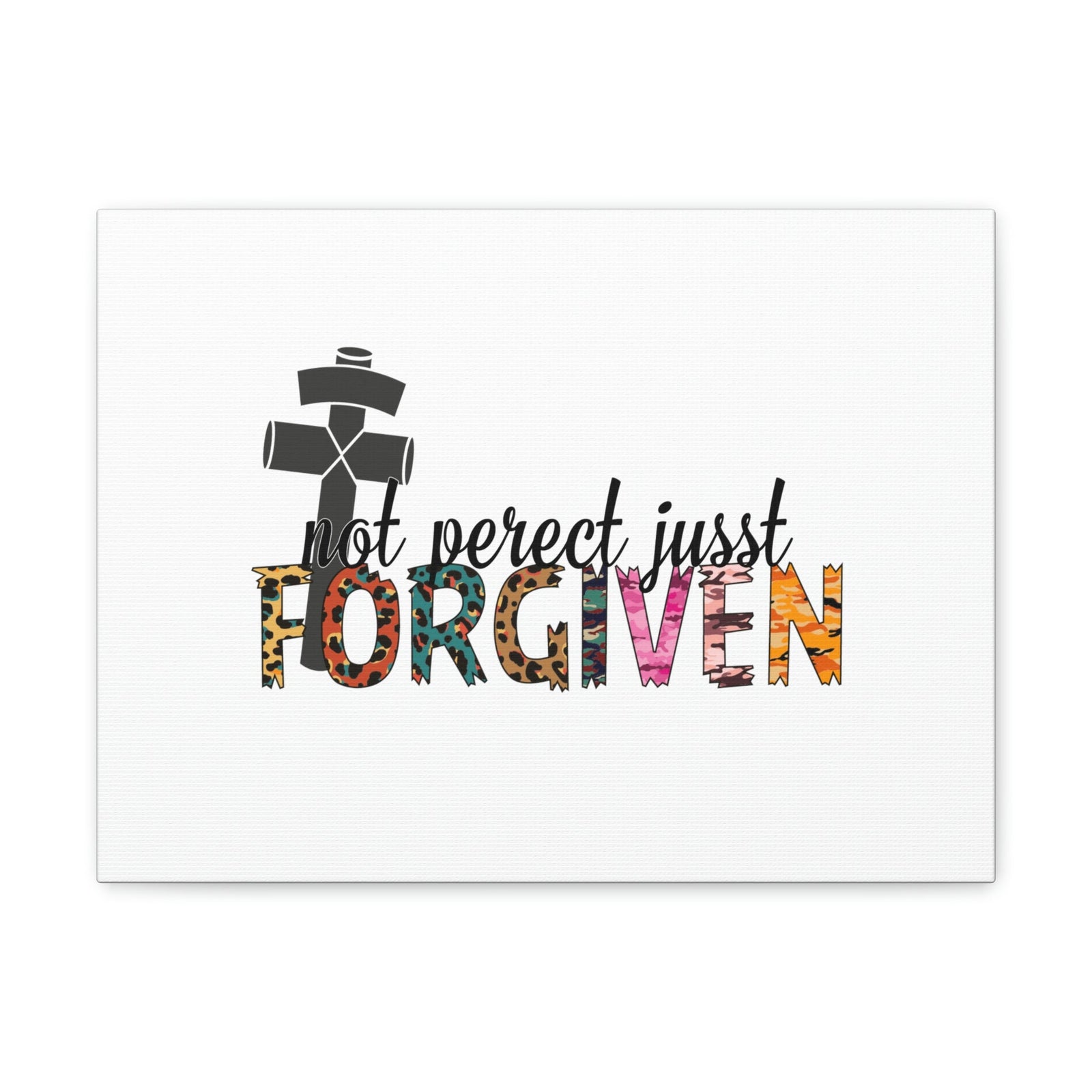 Scripture Walls Not Perfect, Just Forgiven 1 John 2:12 Colored Cross Christian Wall Art Bible Verse Print Ready to Hang Unframed-Express Your Love Gifts