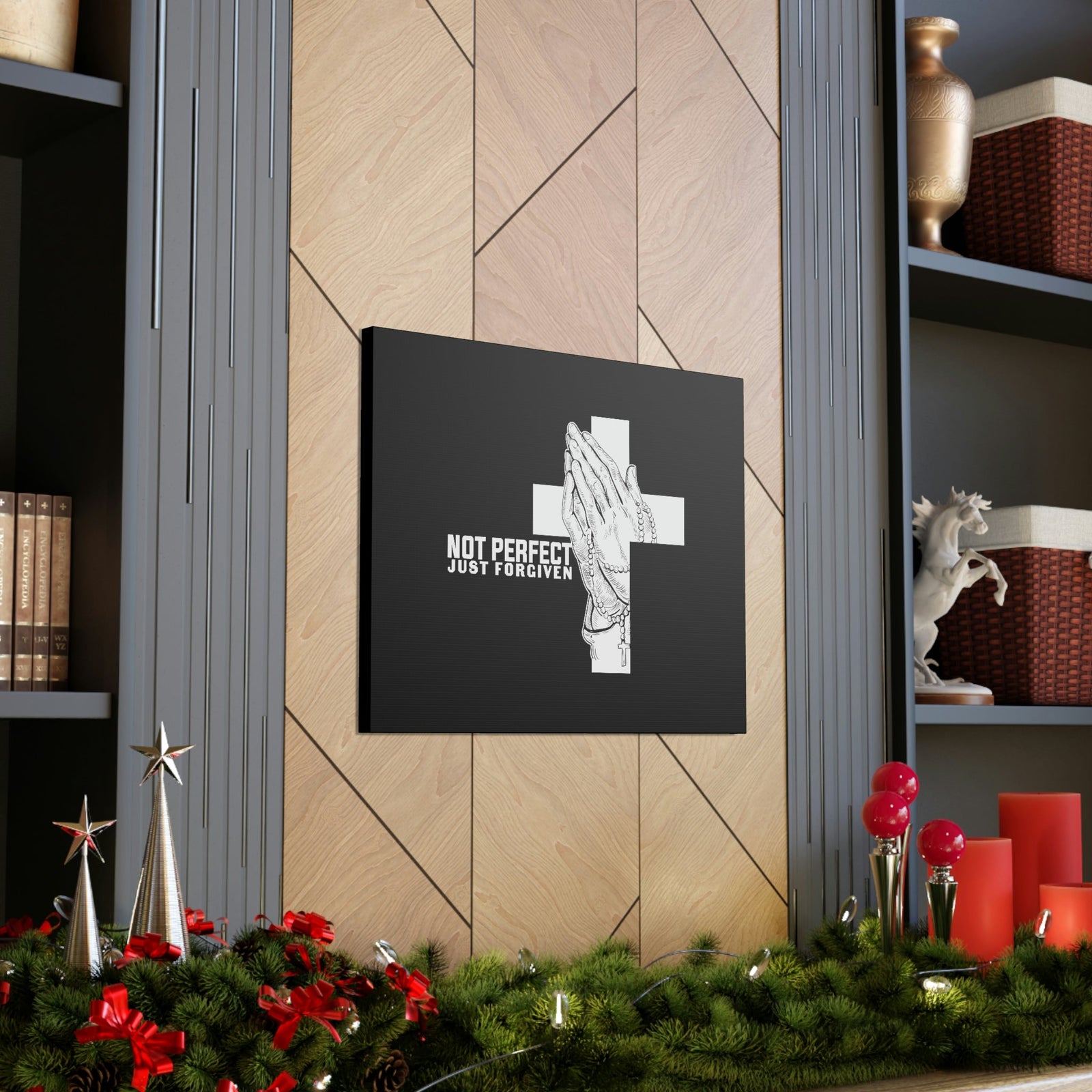 Scripture Walls Not Perfect Just Forgiven Romans 3:23 Rosary Christian Wall Art Bible Verse Print Ready to Hang Unframed-Express Your Love Gifts