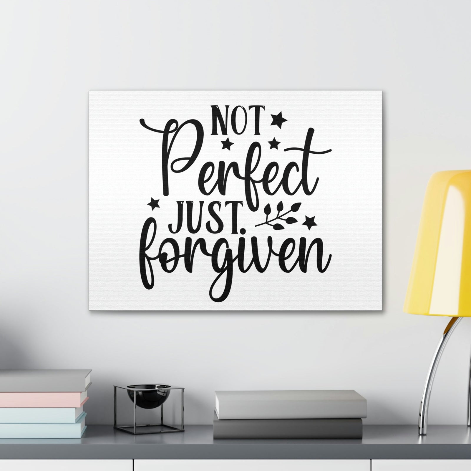 Scripture Walls Not Perfect Just Forgiven Romans 3:23 White Christian Wall Art Bible Verse Print Ready to Hang Unframed-Express Your Love Gifts