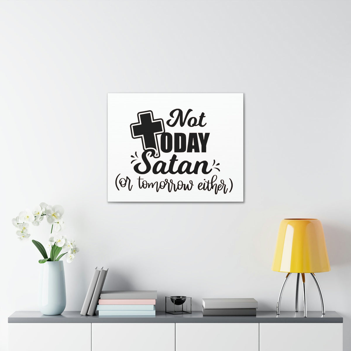 Scripture Walls Not Today Satan 1 Corinthians 10:13 Bible Verse Canvas Christian Wall Art Ready to Hang Unframed-Express Your Love Gifts