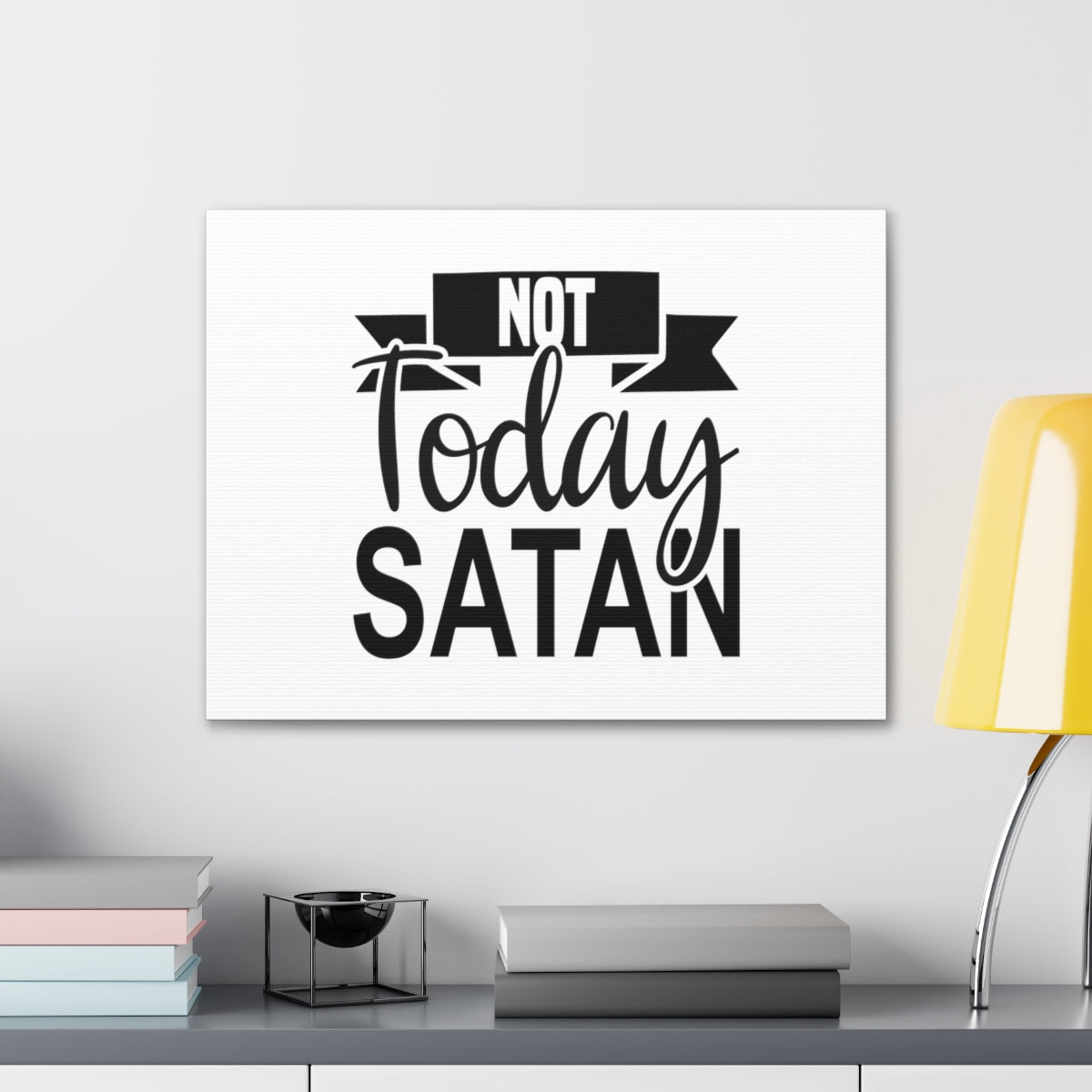 Scripture Walls Not Today Satan Matthew 4:1 Ribbon Christian Wall Art Bible Verse Print Ready to Hang Unframed-Express Your Love Gifts