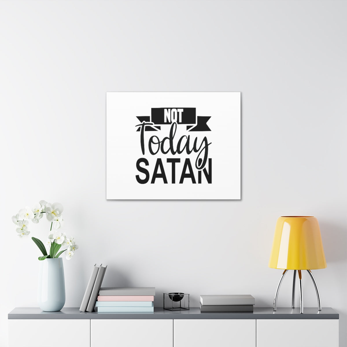Scripture Walls Not Today Satan Matthew 4:1 Ribbon Christian Wall Art Bible Verse Print Ready to Hang Unframed-Express Your Love Gifts