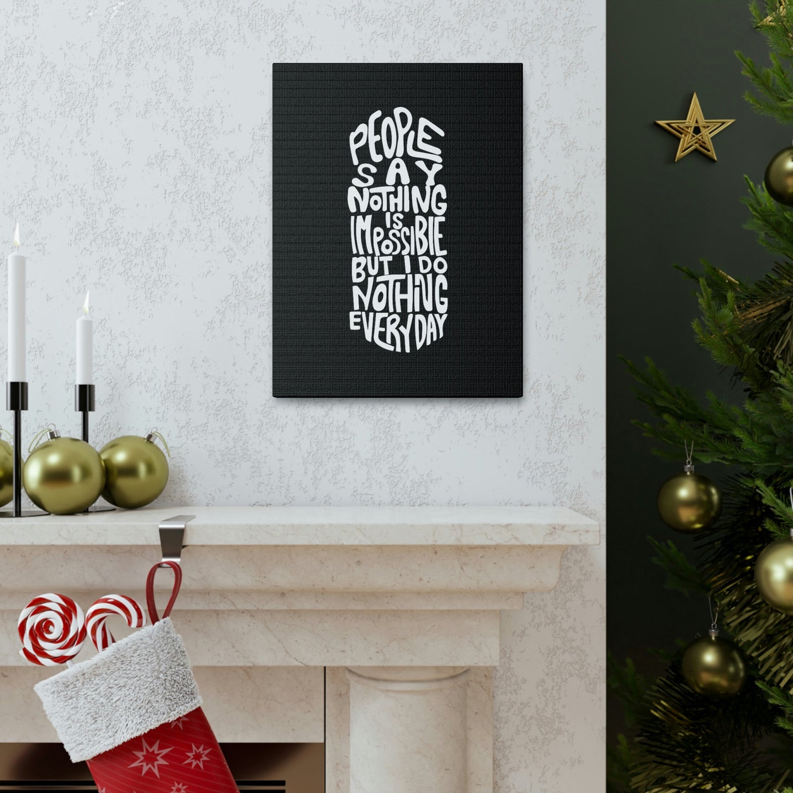 Scripture Walls Nothing Is Impossible Philippians 4:13 Black Christian Wall Art Bible Verse Print Ready to Hang Unframed-Express Your Love Gifts