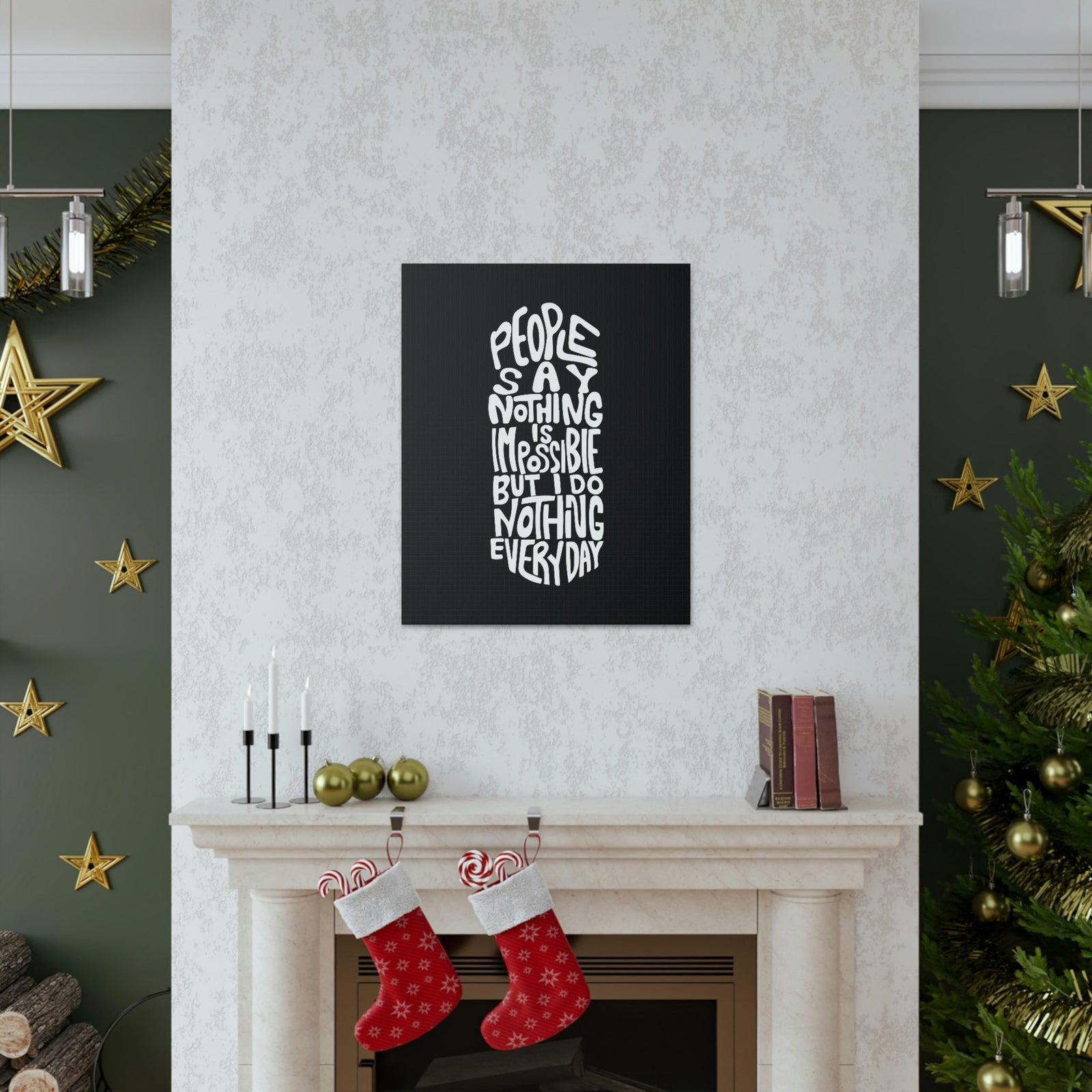 Scripture Walls Nothing Is Impossible Philippians 4:13 Black Christian Wall Art Bible Verse Print Ready to Hang Unframed-Express Your Love Gifts