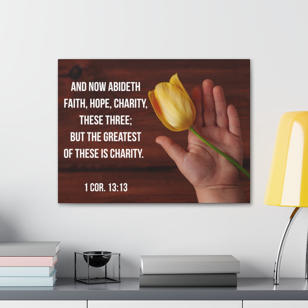 Scripture Walls Now Abideth 1 Corinthians 13:13 Bible Verse Canvas Christian Wall Art Ready to Hang Unframed-Express Your Love Gifts