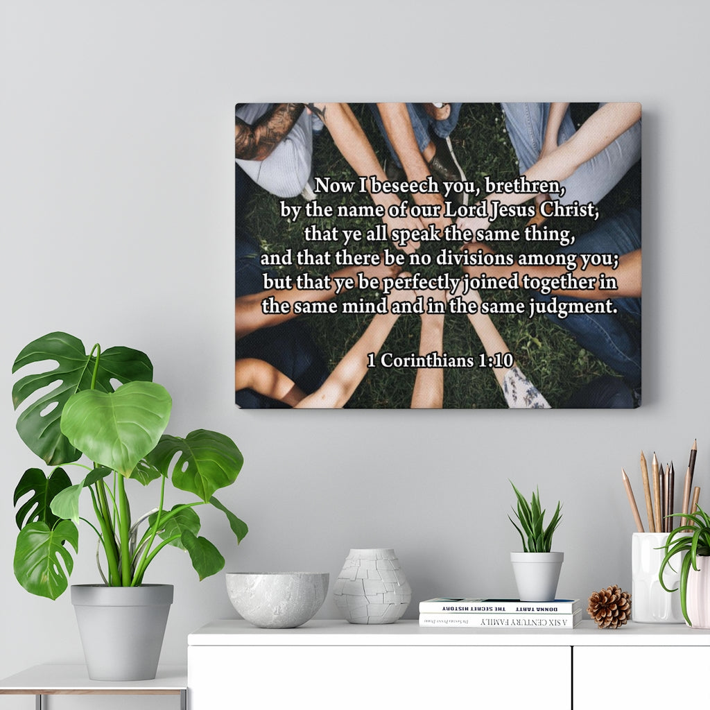 Scripture Walls Now I Beseech You 1 Corinthians 1:10 Bible Verse Canvas Christian Wall Art Ready to Hang Unframed-Express Your Love Gifts