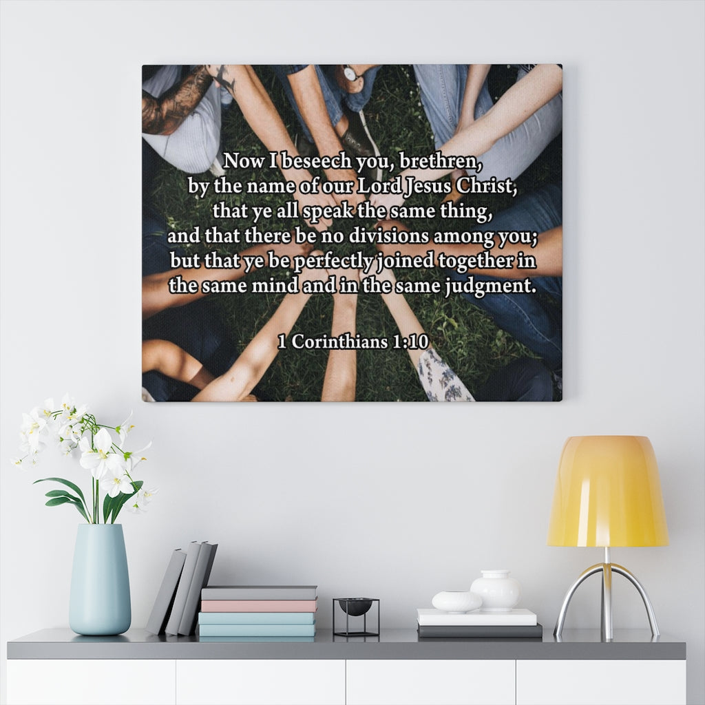 Scripture Walls Now I Beseech You 1 Corinthians 1:10 Bible Verse Canvas Christian Wall Art Ready to Hang Unframed-Express Your Love Gifts