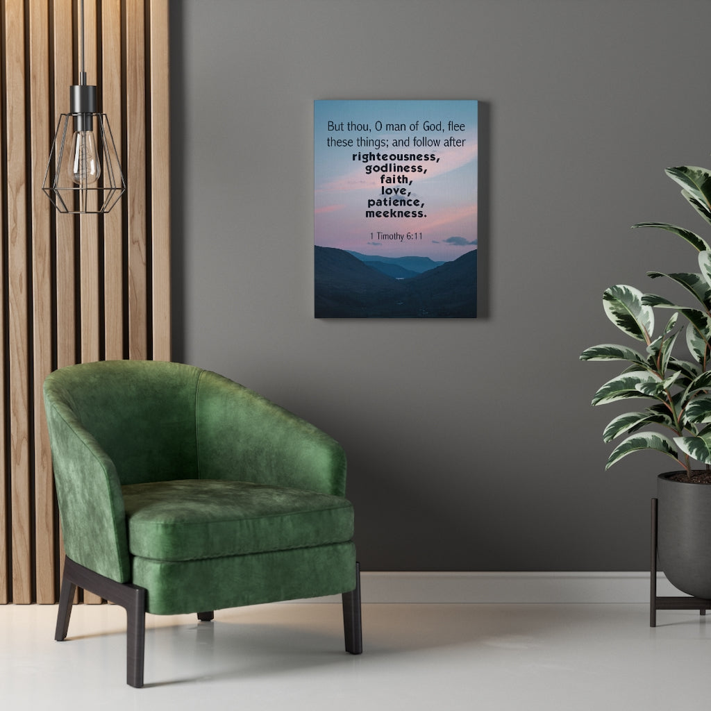 Scripture Walls O Man of God 1 Timothy 6:11 Bible Verse Canvas Christian Wall Art Ready to Hang Unframed-Express Your Love Gifts