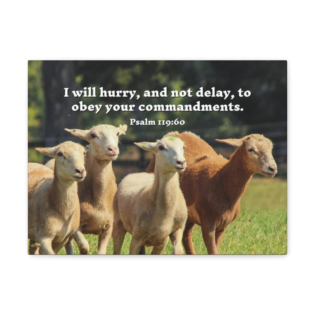 Scripture Walls Obey Your Commandments Psalm 119:60 Bible Verse Canvas Christian Wall Art Ready to Hang Unframed-Express Your Love Gifts