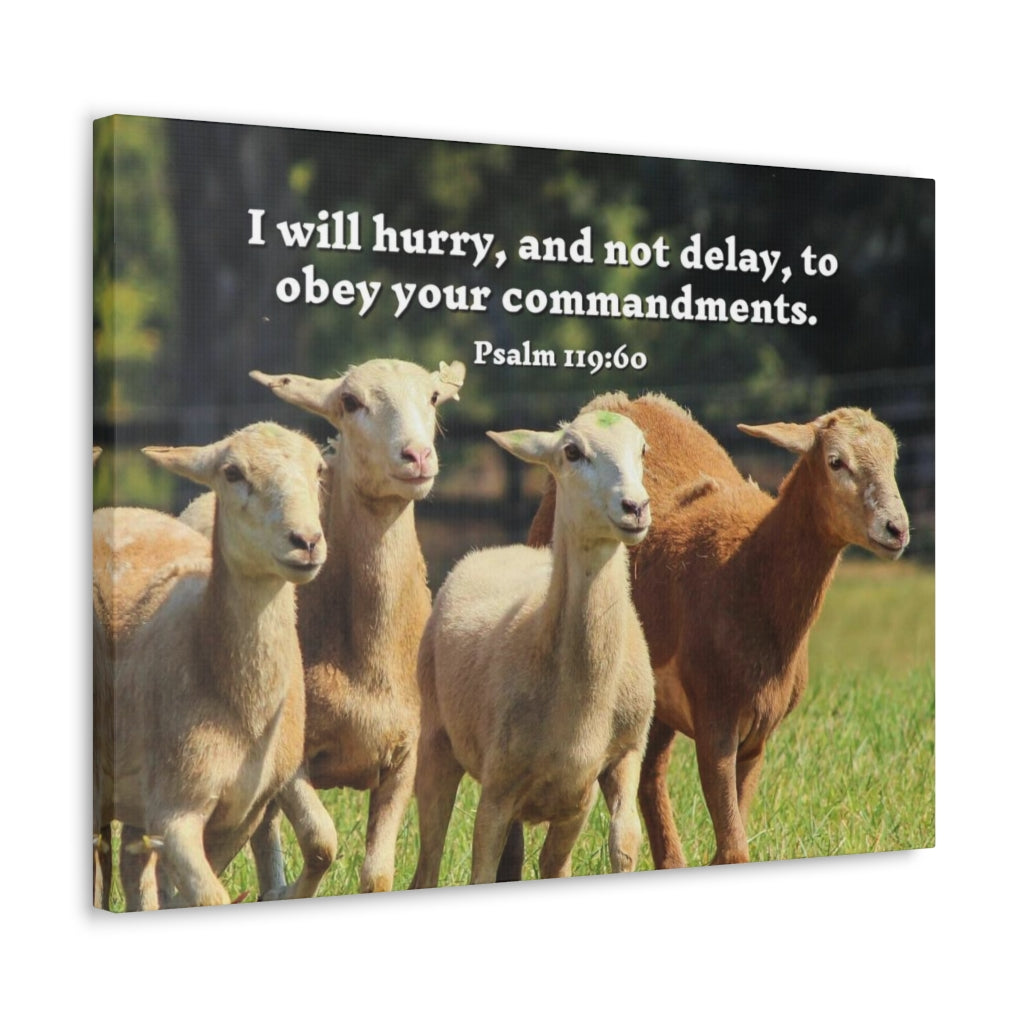 Scripture Walls Obey Your Commandments Psalm 119:60 Bible Verse Canvas Christian Wall Art Ready to Hang Unframed-Express Your Love Gifts