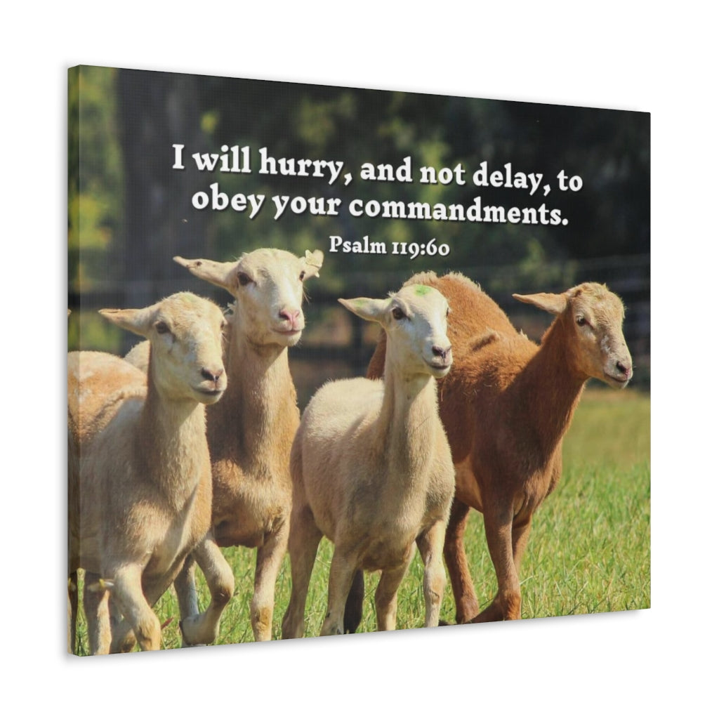 Scripture Walls Obey Your Commandments Psalm 119:60 Bible Verse Canvas Christian Wall Art Ready to Hang Unframed-Express Your Love Gifts