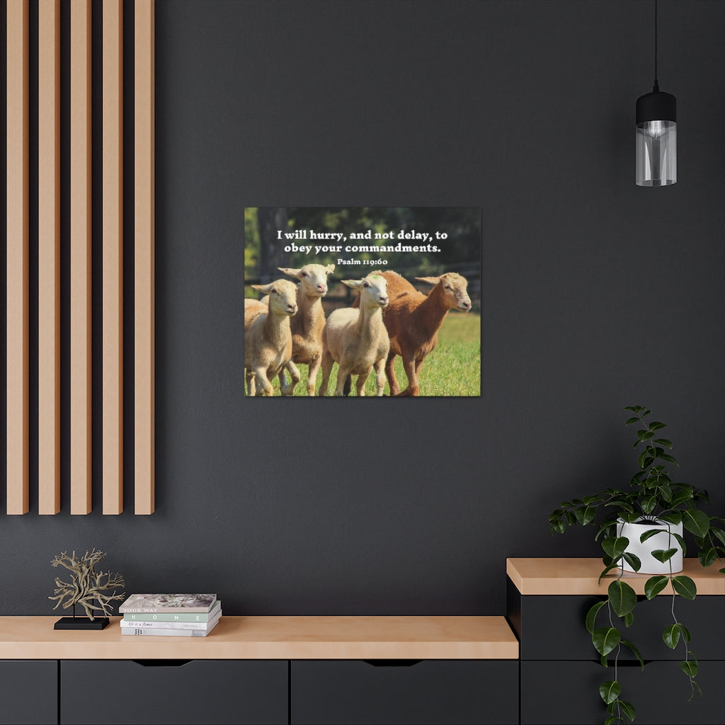 Scripture Walls Obey Your Commandments Psalm 119:60 Bible Verse Canvas Christian Wall Art Ready to Hang Unframed-Express Your Love Gifts