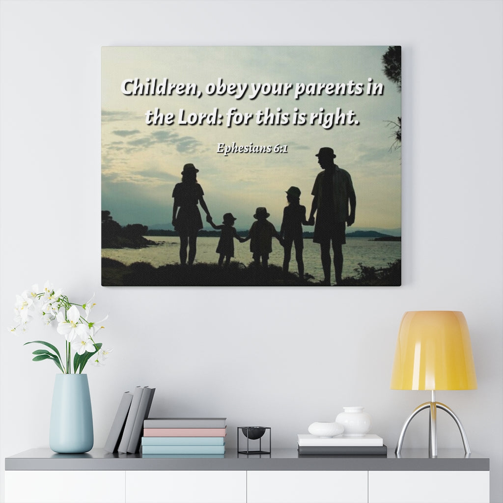 Scripture Walls Obey Your PArents Ephesians 6:1 Bible Verse Canvas Christian Wall Art Ready to Hang Unframed-Express Your Love Gifts