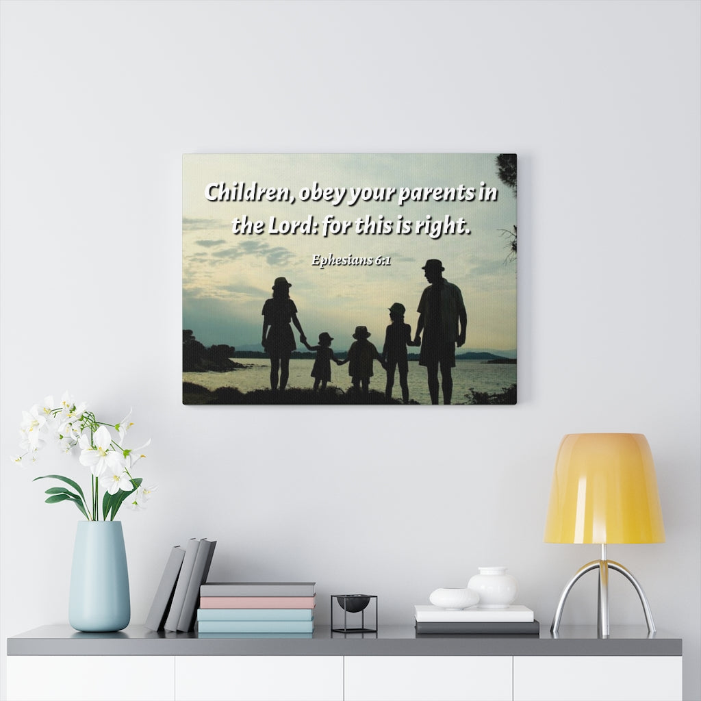 Scripture Walls Obey Your PArents Ephesians 6:1 Bible Verse Canvas Christian Wall Art Ready to Hang Unframed-Express Your Love Gifts