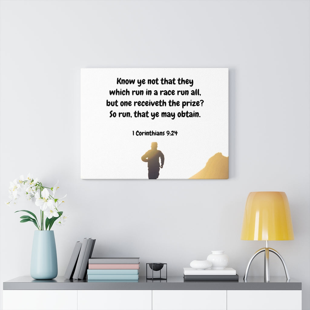 Scripture Walls Obtain 1 Corinthians 9:24 Bible Verse Canvas Christian Wall Art Ready to Hang Unframed-Express Your Love Gifts