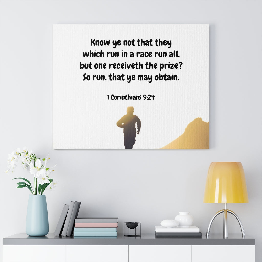 Scripture Walls Obtain 1 Corinthians 9:24 Bible Verse Canvas Christian Wall Art Ready to Hang Unframed-Express Your Love Gifts