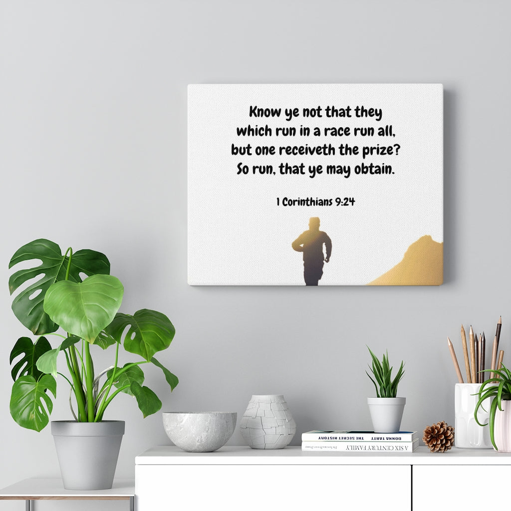 Scripture Walls Obtain 1 Corinthians 9:24 Bible Verse Canvas Christian Wall Art Ready to Hang Unframed-Express Your Love Gifts