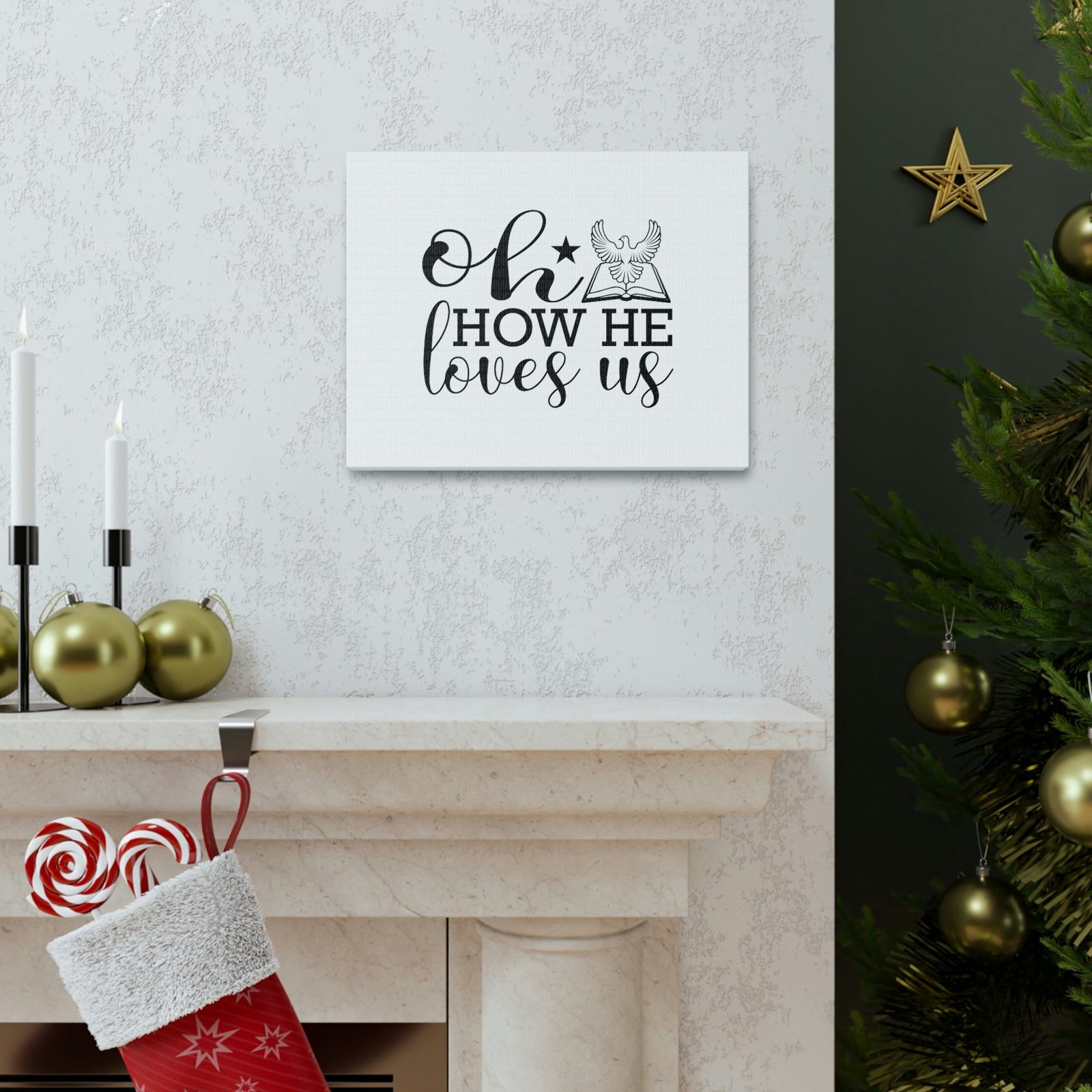 Scripture Walls Oh How He Loves Us John 3:16 Christian Wall Art Bible Verse Print Ready to Hang Unframed-Express Your Love Gifts