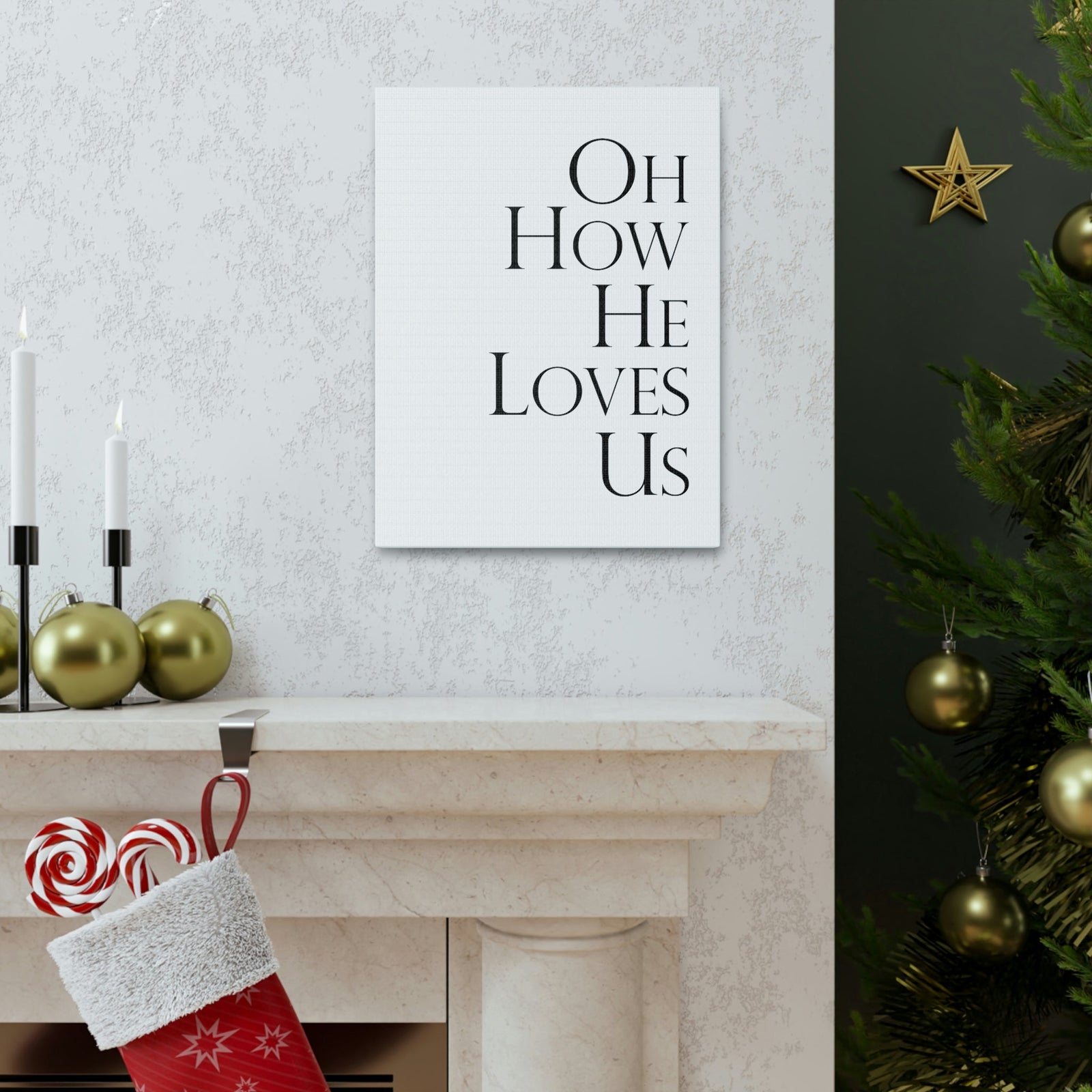 Scripture Walls Oh How He Loves Us John 3:16 Plain Christian Wall Art Bible Verse Print Ready to Hang Unframed-Express Your Love Gifts