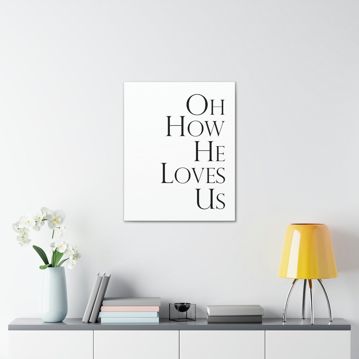 Scripture Walls Oh How He Loves Us John 3:16 Plain Christian Wall Art Bible Verse Print Ready to Hang Unframed-Express Your Love Gifts