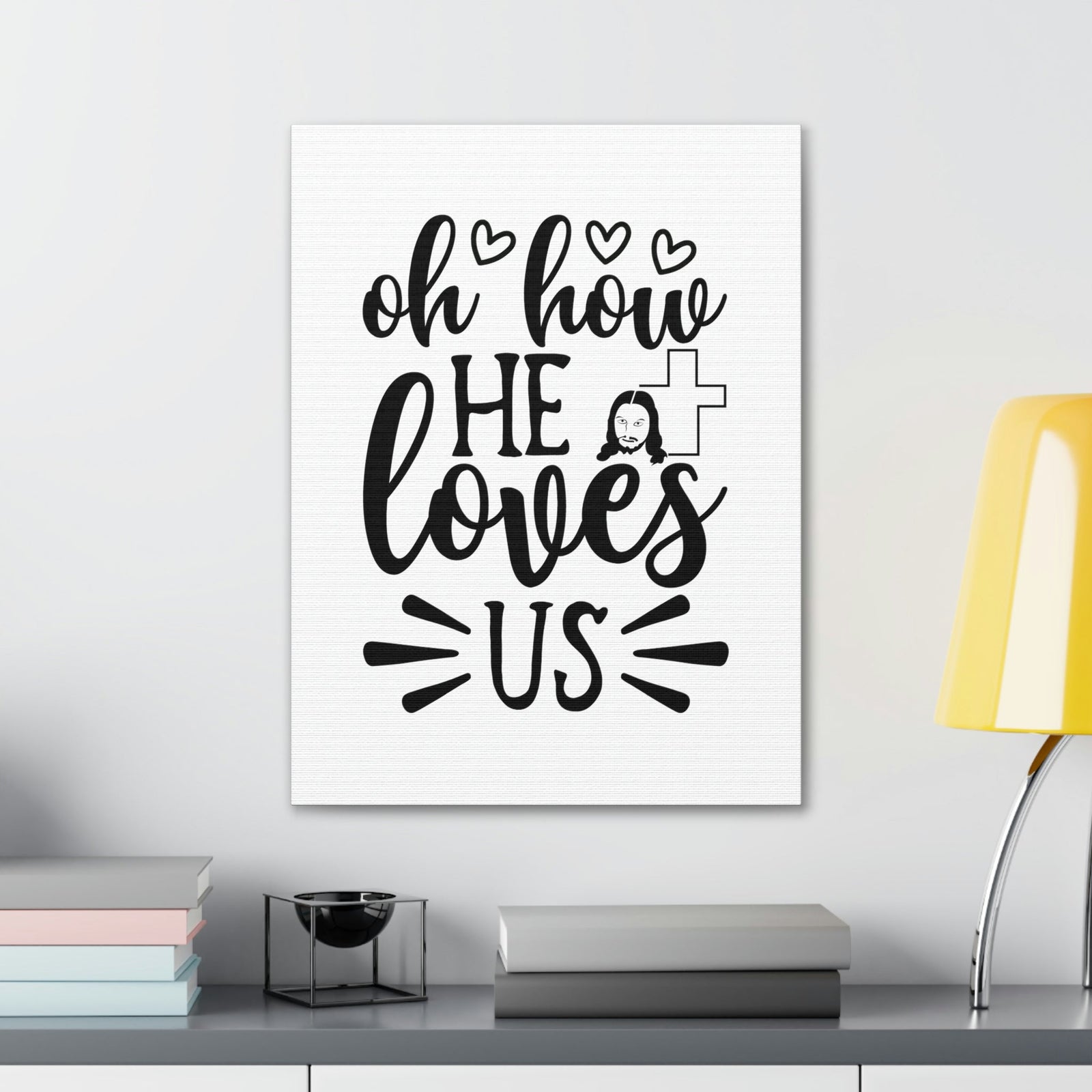 Scripture Walls Oh How He Loves Us ROMANS 5:8 Christian Wall Art Print Ready to Hang Unframed-Express Your Love Gifts