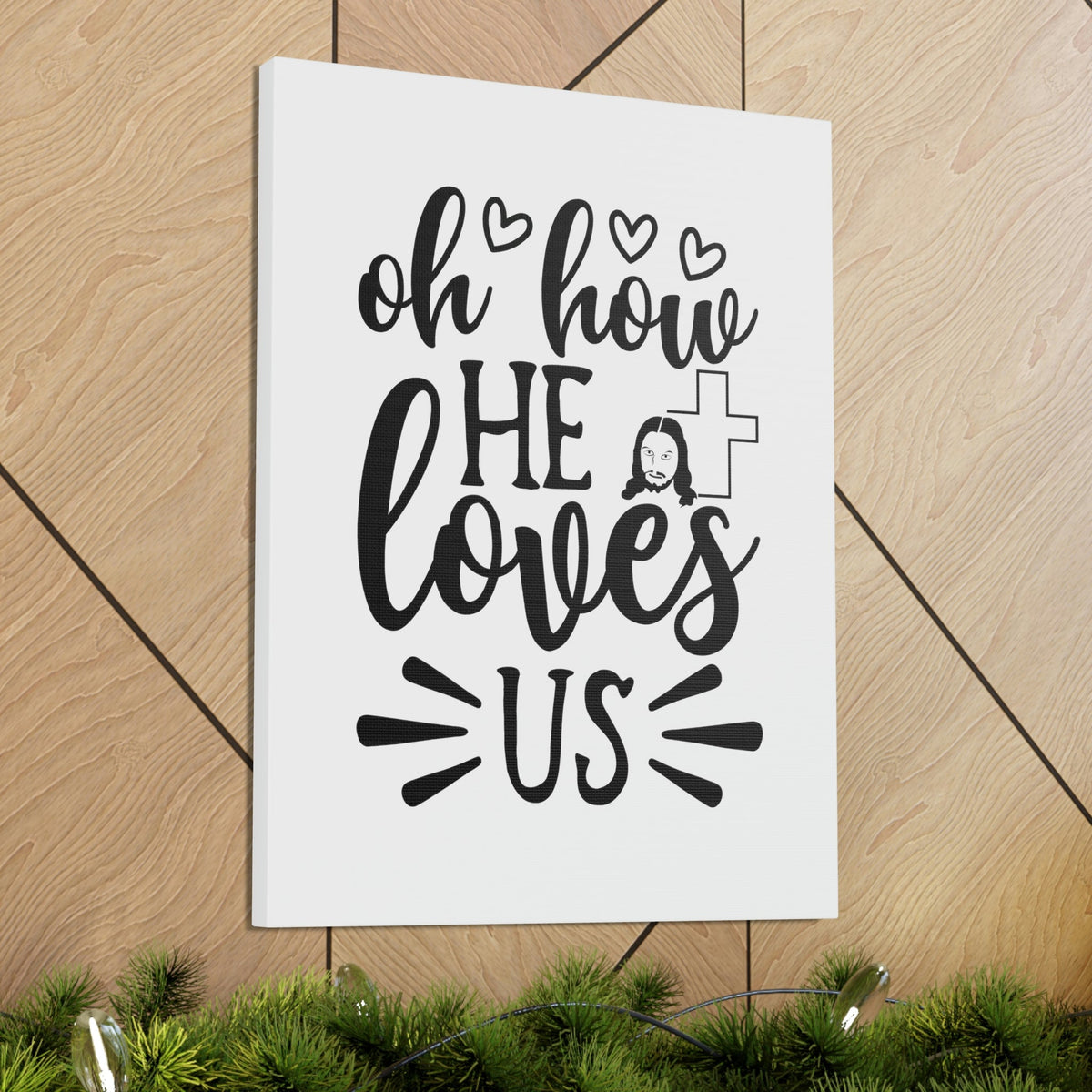 Scripture Walls Oh How He Loves Us ROMANS 5:8 Christian Wall Art Print Ready to Hang Unframed-Express Your Love Gifts