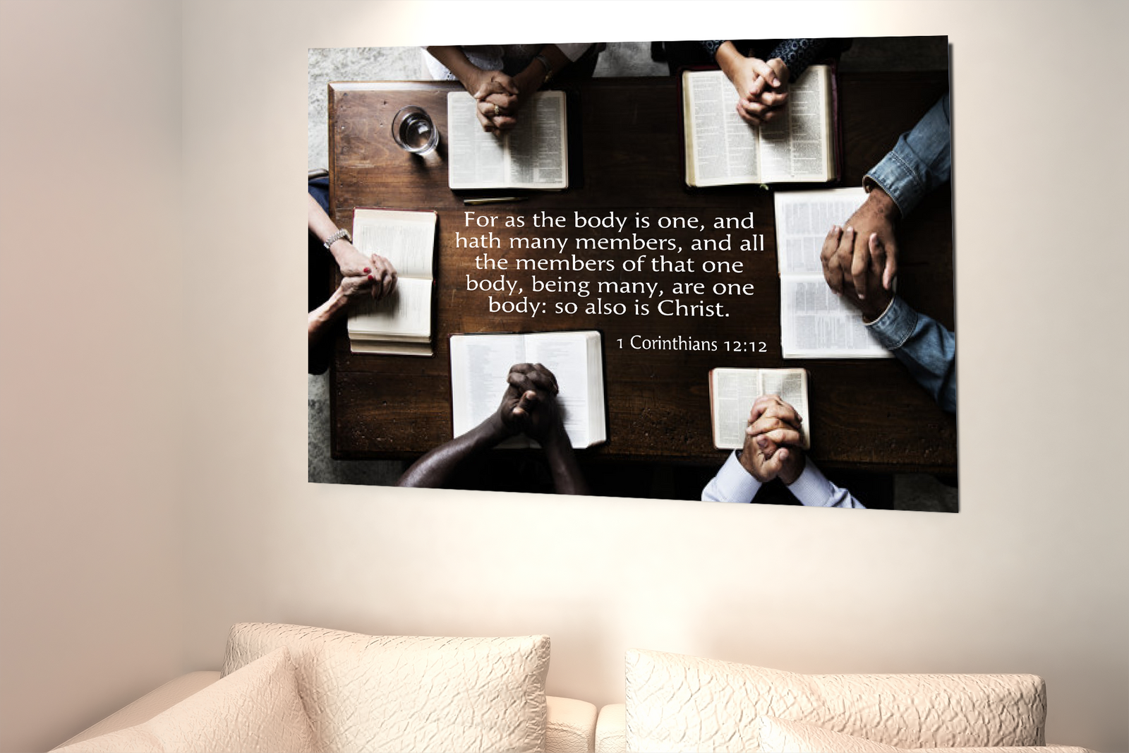 Scripture Walls One in Christ 1 Corinthians 12:12 Bible Verse Canvas Christian Wall Art Ready to Hang Unframed-Express Your Love Gifts
