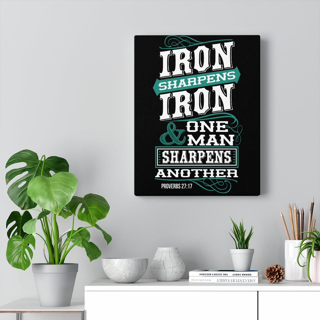 Scripture Walls One Man Sharpens Another Proverbs 27:17 Bible Verse Canvas Christian Wall Art Ready to Hang Unframed-Express Your Love Gifts