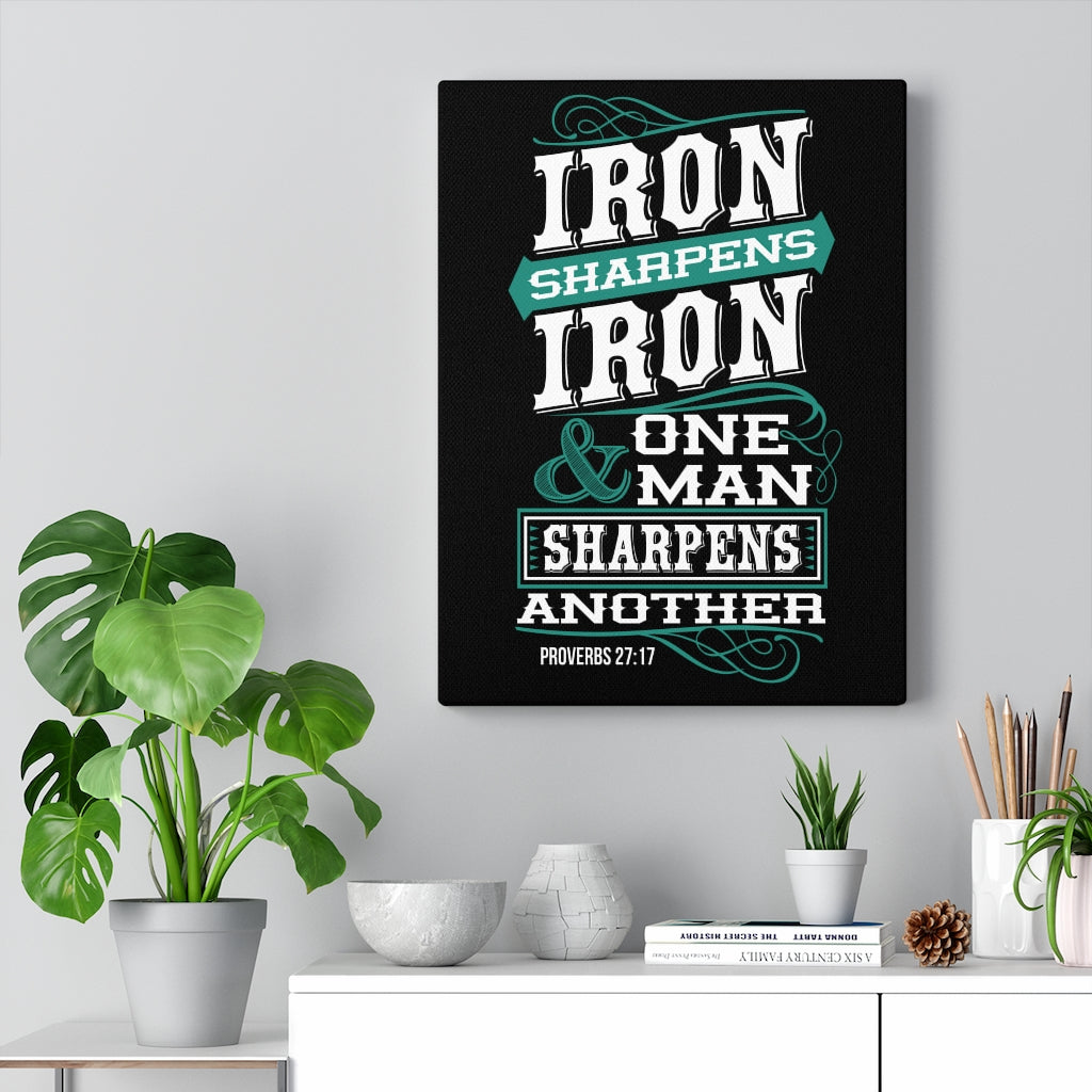 Scripture Walls One Man Sharpens Another Proverbs 27:17 Bible Verse Canvas Christian Wall Art Ready to Hang Unframed-Express Your Love Gifts