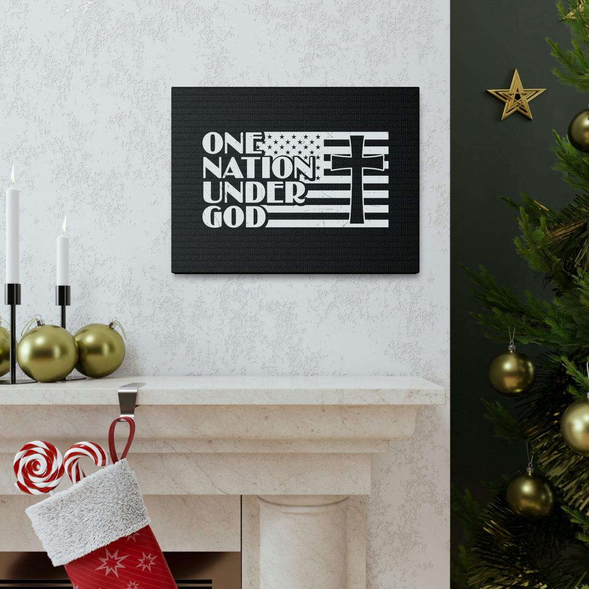 Scripture Walls One Nation Under God Matthew 28:18 Christian Wall Art Bible Verse Print Ready to Hang Unframed-Express Your Love Gifts