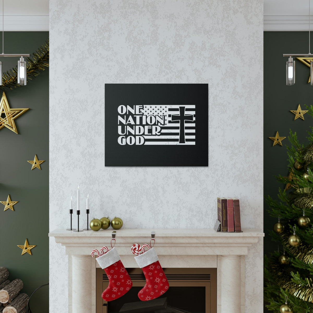 Scripture Walls One Nation Under God Matthew 28:18 Christian Wall Art Bible Verse Print Ready to Hang Unframed-Express Your Love Gifts