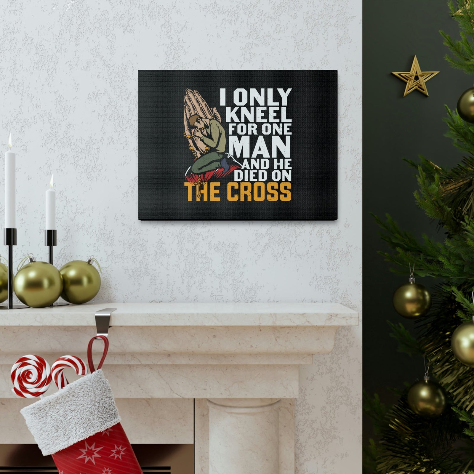 Scripture Walls Only Kneel For One Man Psalm 95:6 Christian Wall Art Bible Verse Print Ready to Hang Unframed-Express Your Love Gifts