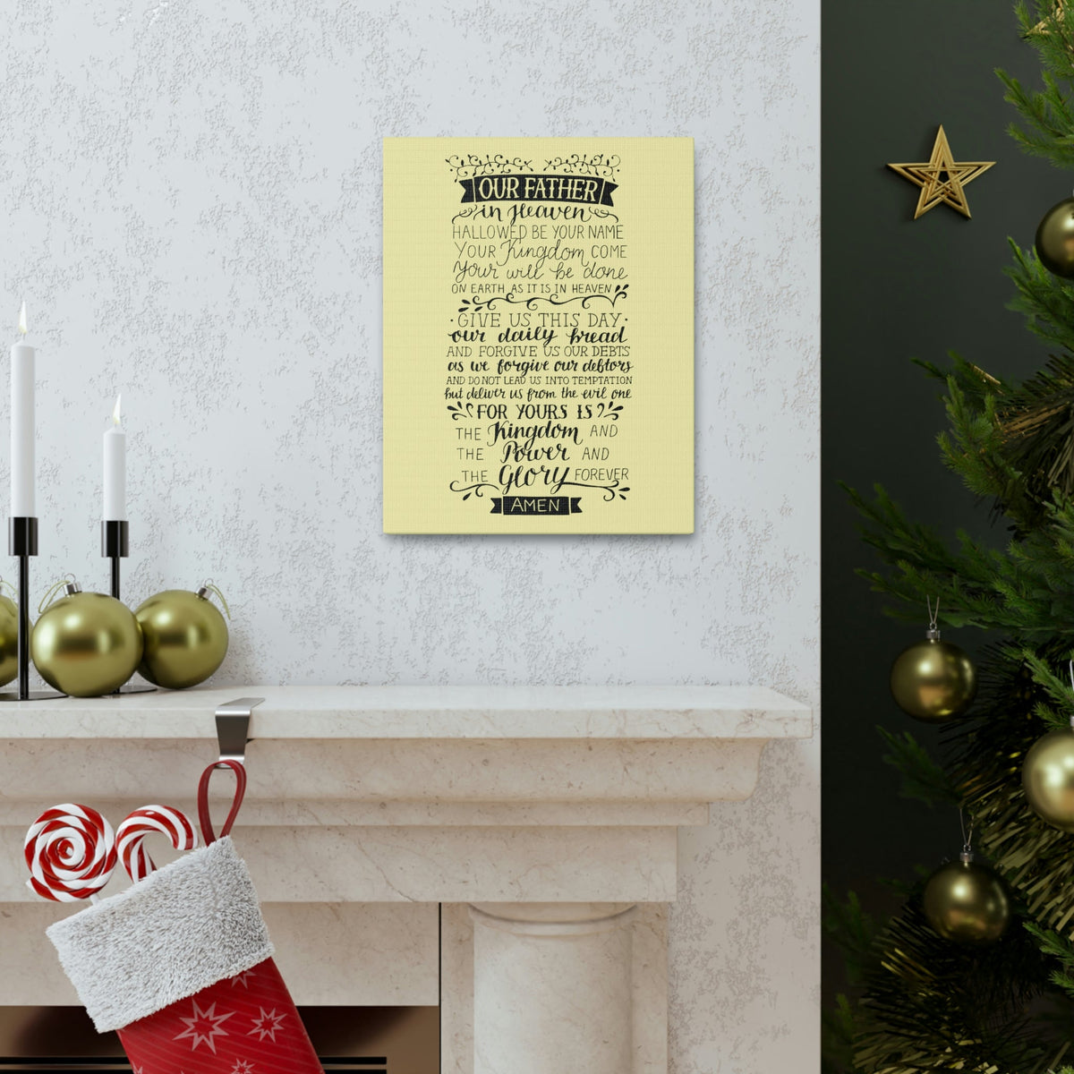 Scripture Walls Our Father In Heaven Isaiah 64:7 Light Yellow Bible Verse Canvas Christian Wall Art Ready to Hang Unframed-Express Your Love Gifts