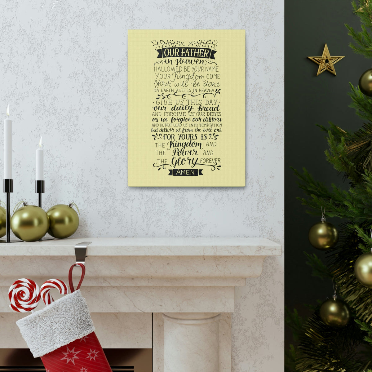 Scripture Walls Our Father In Heaven Isaiah 64:7 Light Yellow Bible Verse Canvas Christian Wall Art Ready to Hang Unframed-Express Your Love Gifts