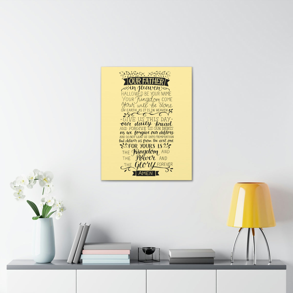 Scripture Walls Our Father In Heaven Isaiah 64:7 Light Yellow Bible Verse Canvas Christian Wall Art Ready to Hang Unframed-Express Your Love Gifts