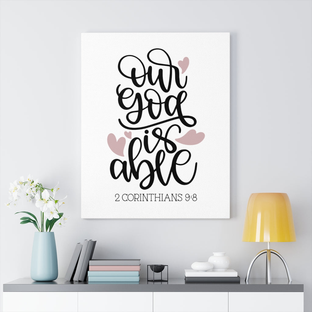 Scripture Walls Our God Is Able 2 Corinthians 9:8 Bible Verse Canvas Christian Wall Art Ready to Hang Unframed-Express Your Love Gifts