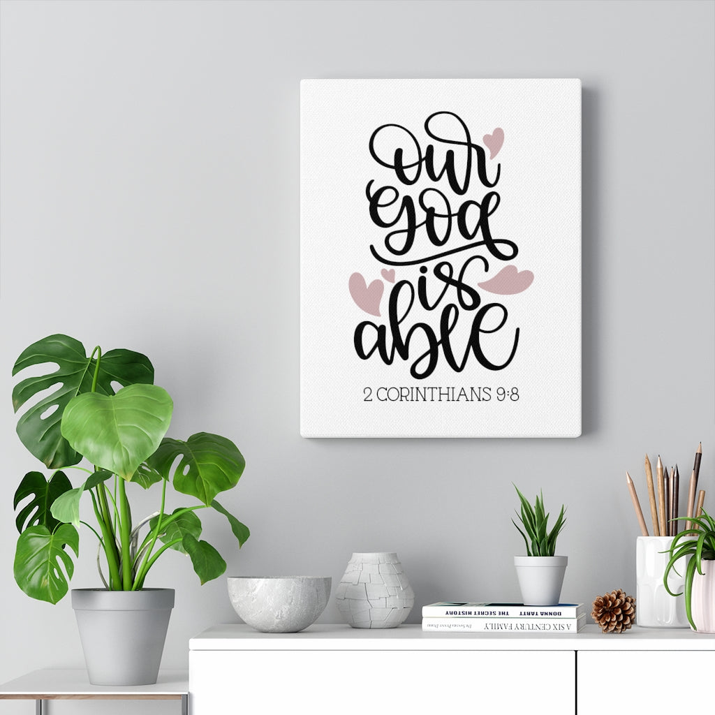 Scripture Walls Our God Is Able 2 Corinthians 9:8 Bible Verse Canvas Christian Wall Art Ready to Hang Unframed-Express Your Love Gifts