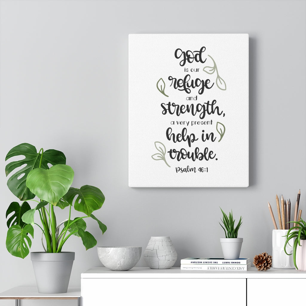 Scripture Walls Our Refuge Psalm 46:1 Bible Verse Canvas Christian Wall Art Ready to Hang Unframed-Express Your Love Gifts