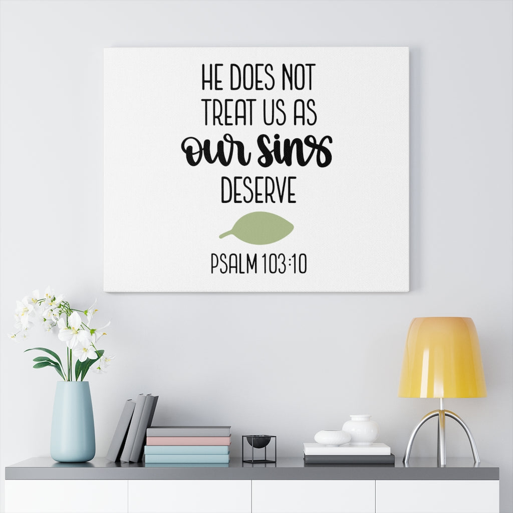 Scripture Walls Our Sins Psalm 103:10 Bible Verse Canvas Christian Wall Art Ready to Hang Unframed-Express Your Love Gifts