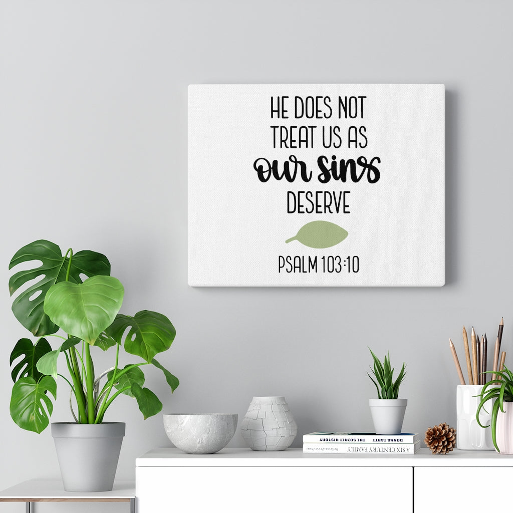Scripture Walls Our Sins Psalm 103:10 Bible Verse Canvas Christian Wall Art Ready to Hang Unframed-Express Your Love Gifts
