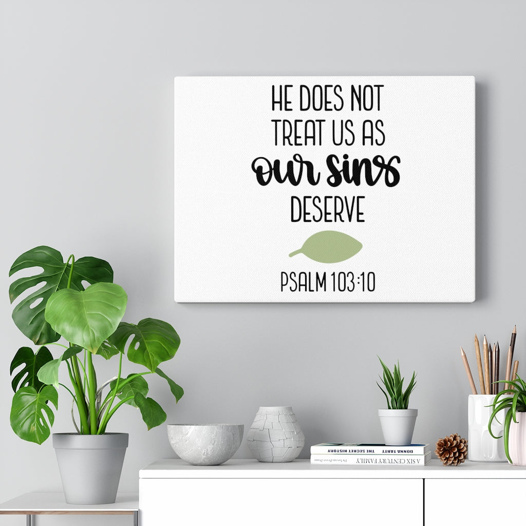 Scripture Walls Our Sins Psalm 103:10 Bible Verse Canvas Christian Wall Art Ready to Hang Unframed-Express Your Love Gifts