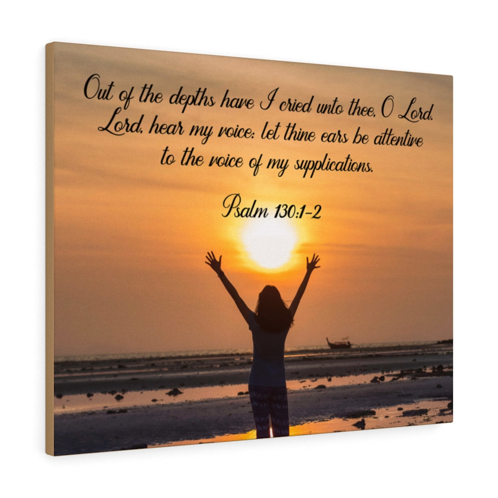 Scripture Walls Out of The Depths Psalm 130:1-2 Bible Verse Canvas Christian Wall Art Ready to Hang Unframed-Express Your Love Gifts
