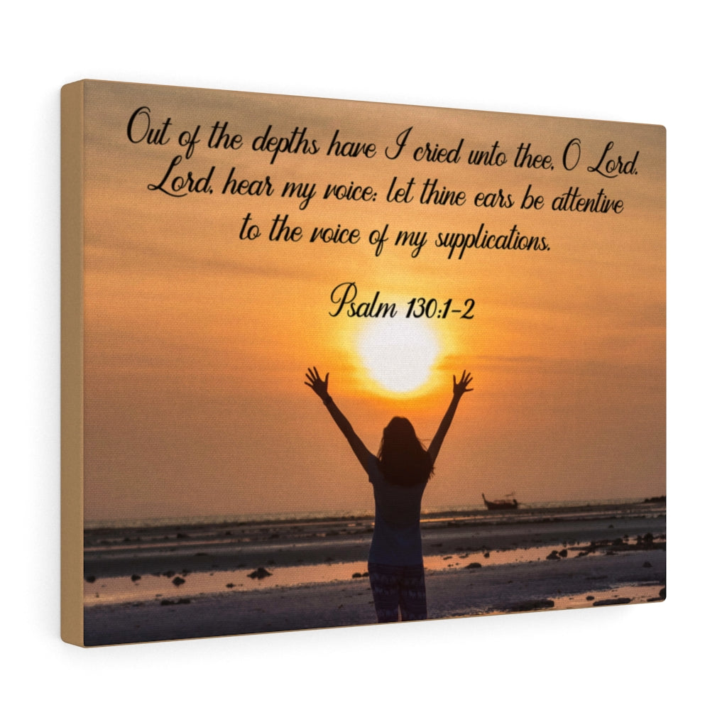 Scripture Walls Out of The Depths Psalm 130:1-2 Bible Verse Canvas Christian Wall Art Ready to Hang Unframed-Express Your Love Gifts
